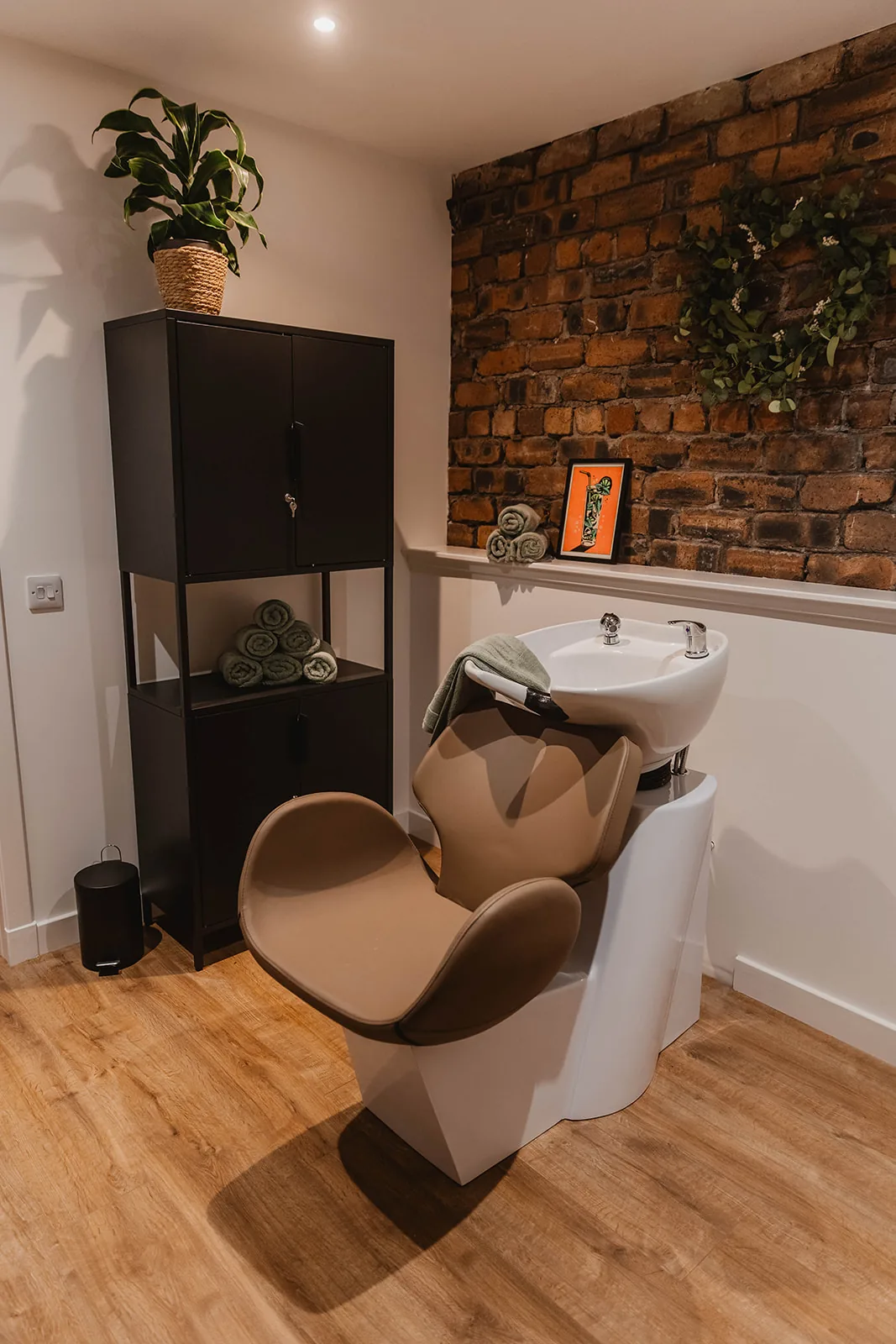 The salon backwash area